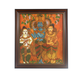 Krishna with Gopikas – Traditional Kerala Mural Art